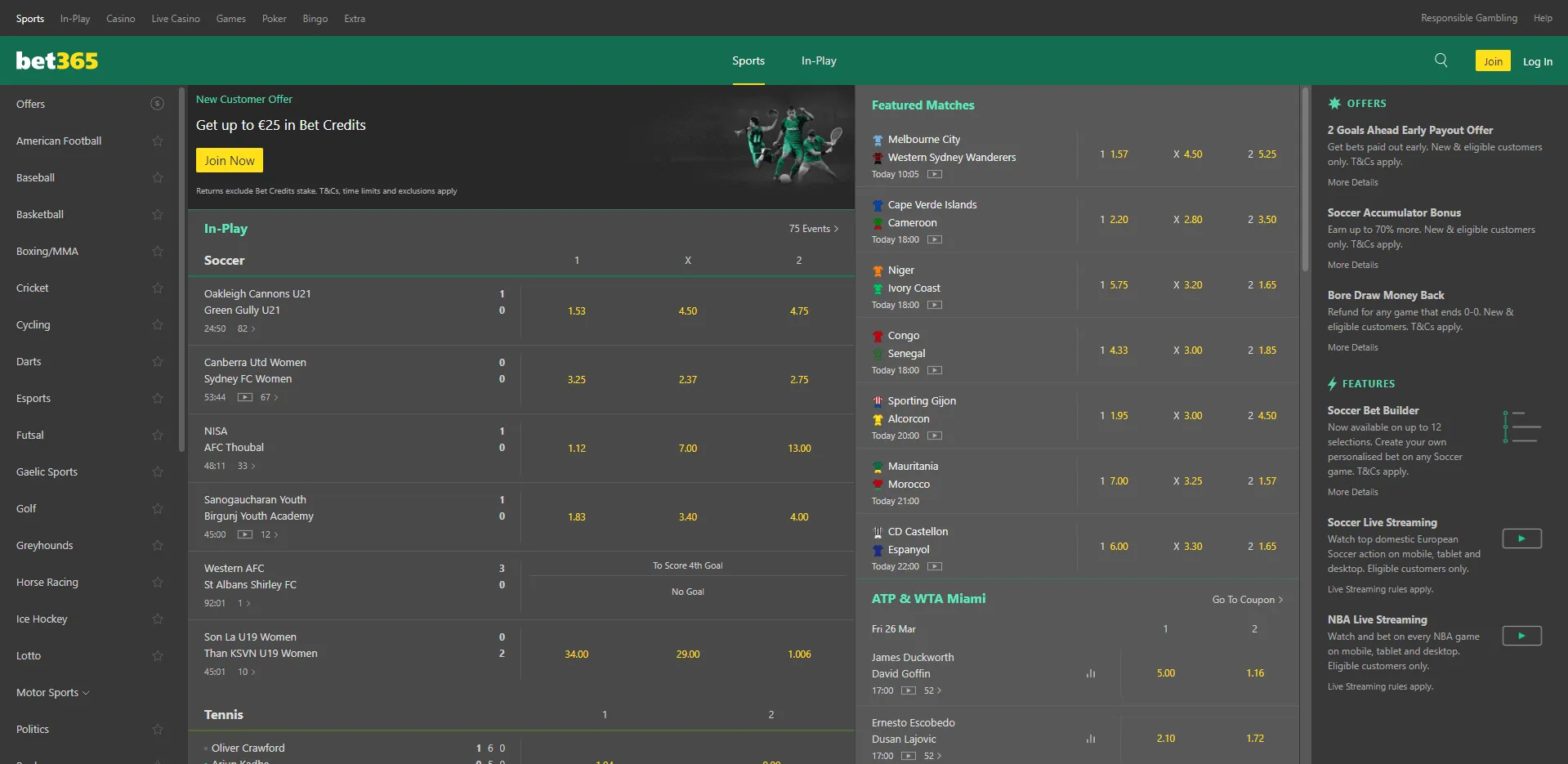 bet365 website screenshot