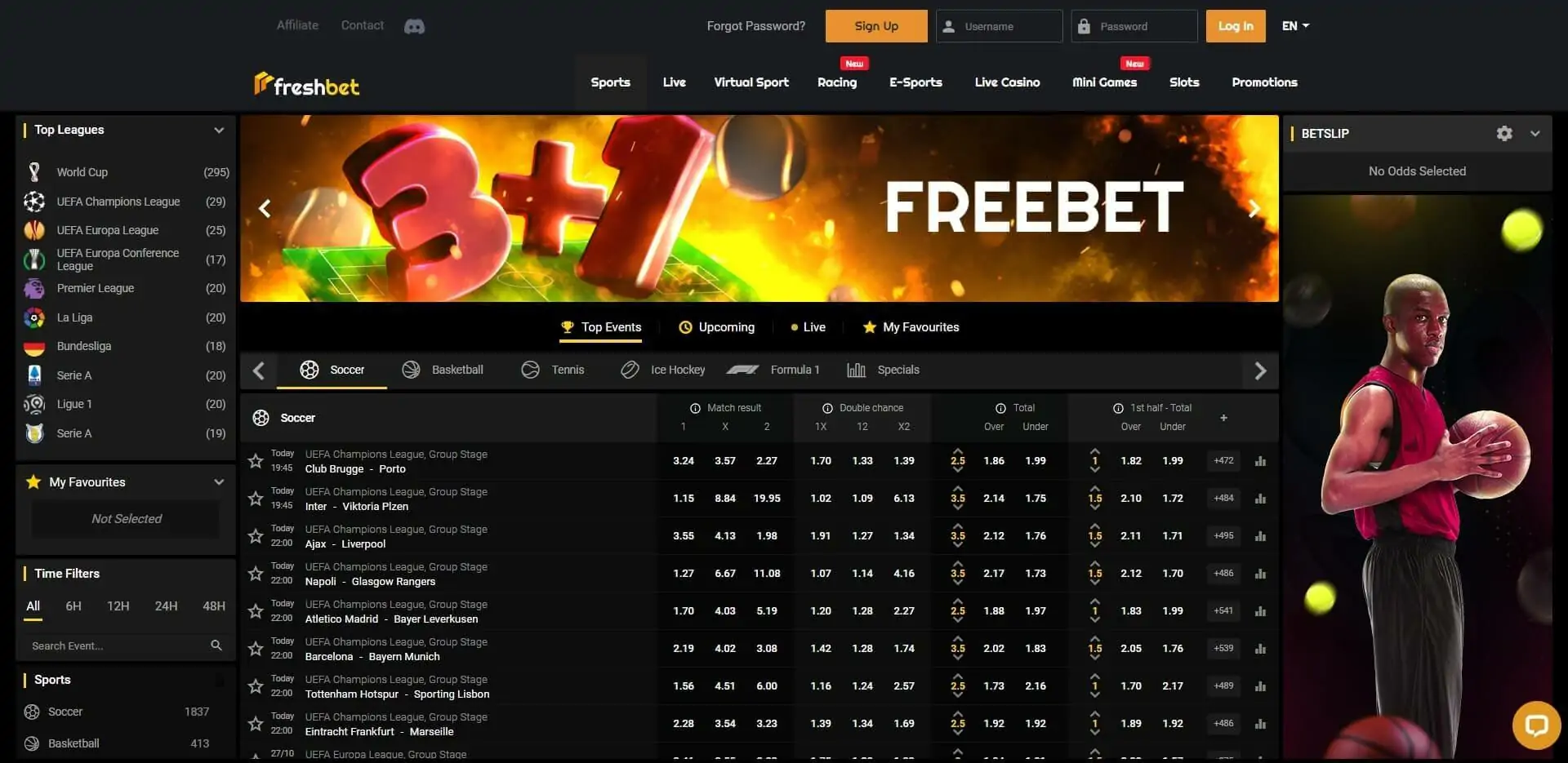 FreshBet website screenshot